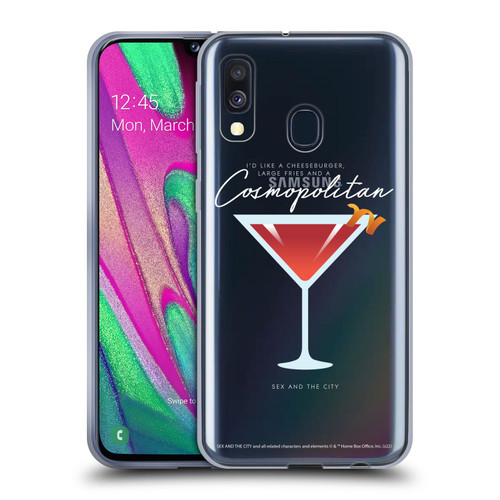 Sex and The City: Television Series Graphics Glass Soft Gel Case for Samsung Galaxy A40 (2019)