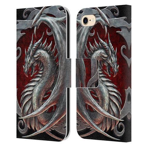 Christos Karapanos Dragons 2 Talisman Silver Leather Book Wallet Case Cover For Apple iPhone 7 / 8 / SE 2020 & 2022