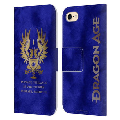 EA Bioware Dragon Age Heraldry Grey Wardens Gold Leather Book Wallet Case Cover For Apple iPhone 7 / 8 / SE 2020 & 2022