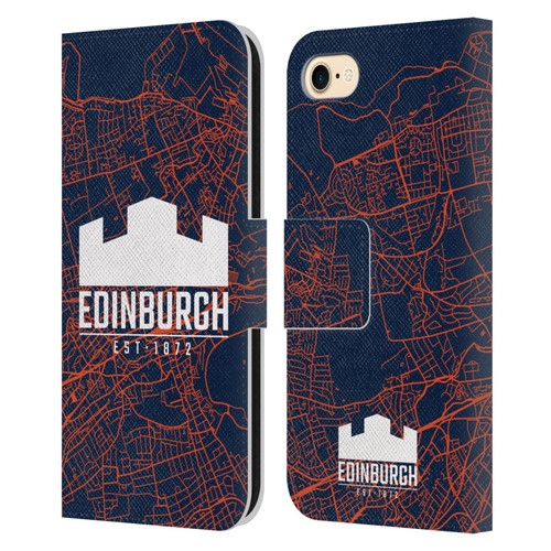 Edinburgh Rugby Graphics Map Leather Book Wallet Case Cover For Apple iPhone 7 / 8 / SE 2020 & 2022