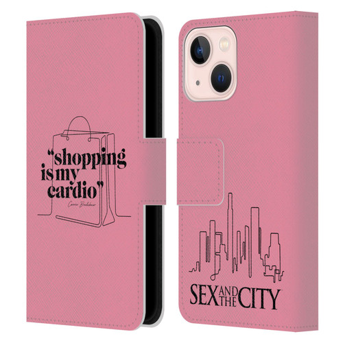 Sex and The City: Television Series Characters Shopping Cardio Carrie Leather Book Wallet Case Cover For Apple iPhone 13 Mini