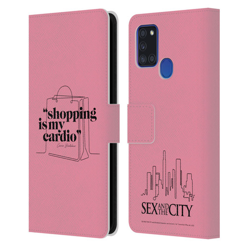 Sex and The City: Television Series Characters Shopping Cardio Carrie Leather Book Wallet Case Cover For Samsung Galaxy A21s (2020)