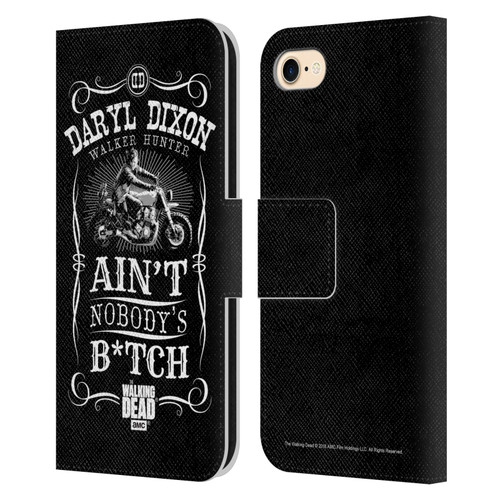 AMC The Walking Dead Daryl Dixon Biker Art Motorcycle Black White Leather Book Wallet Case Cover For Apple iPhone 7 / 8 / SE 2020 & 2022