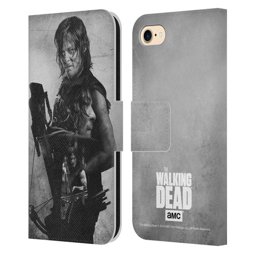 AMC The Walking Dead Double Exposure Daryl Leather Book Wallet Case Cover For Apple iPhone 7 / 8 / SE 2020 & 2022