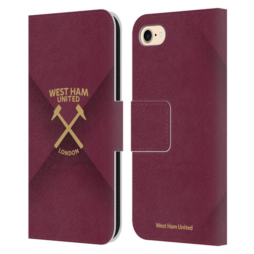 West Ham United FC Hammer Marque Kit Gradient Leather Book Wallet Case Cover For Apple iPhone 7 / 8 / SE 2020 & 2022