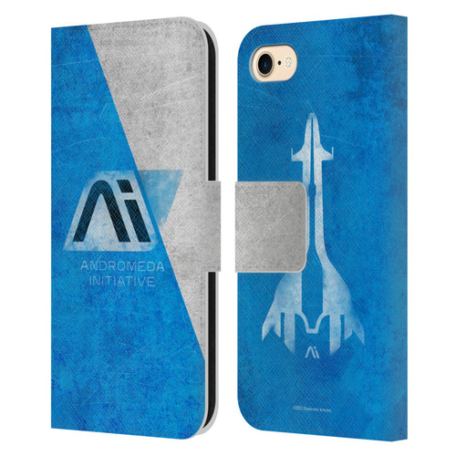 EA Bioware Mass Effect Andromeda Graphics Initiative Distressed Leather Book Wallet Case Cover For Apple iPhone 7 / 8 / SE 2020 & 2022