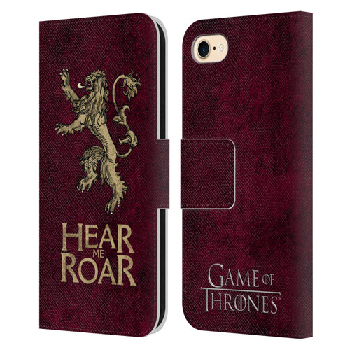 HBO Game of Thrones Dark Distressed Look Sigils Lannister Leather Book Wallet Case Cover For Apple iPhone 7 / 8 / SE 2020 & 2022