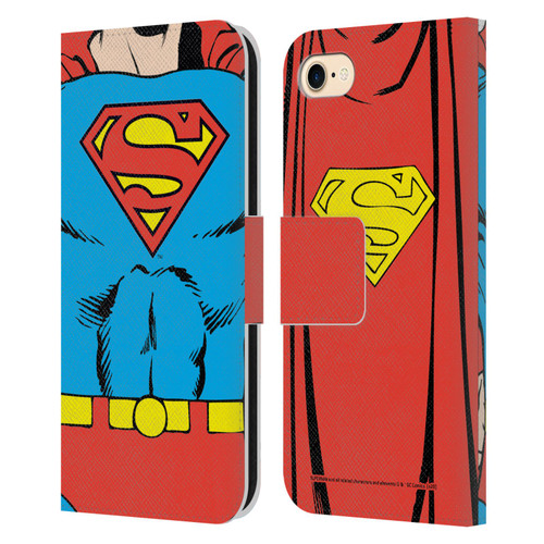 Superman DC Comics Logos Classic Costume Leather Book Wallet Case Cover For Apple iPhone 7 / 8 / SE 2020 & 2022