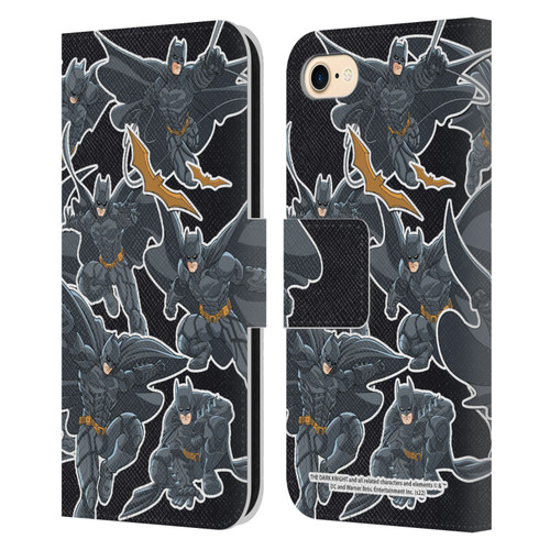 The Dark Knight Character Art Batman Sticker Collage Leather Book Wallet Case Cover For Apple iPhone 7 / 8 / SE 2020 & 2022
