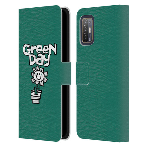 Green Day Graphics Flower Leather Book Wallet Case Cover For HTC Desire 21 Pro 5G