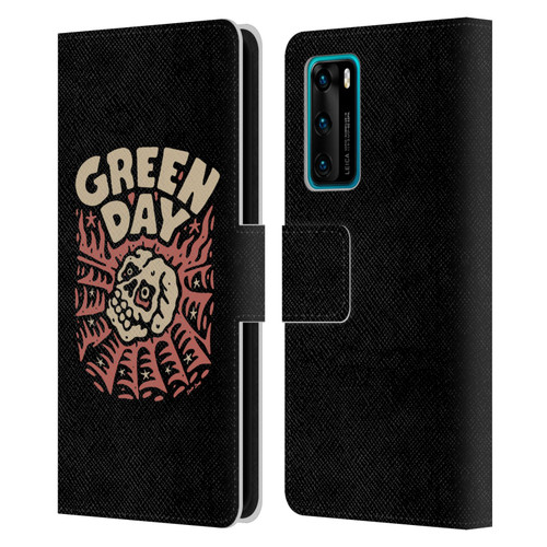 Green Day Graphics Skull Spider Leather Book Wallet Case Cover For Huawei P40 5G