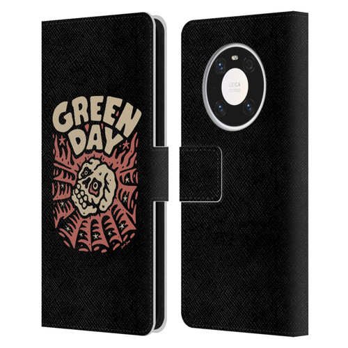 Green Day Graphics Skull Spider Leather Book Wallet Case Cover For Huawei Mate 40 Pro 5G