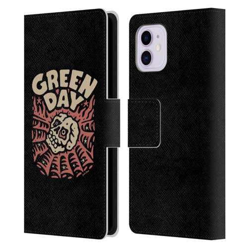 Green Day Graphics Skull Spider Leather Book Wallet Case Cover For Apple iPhone 11