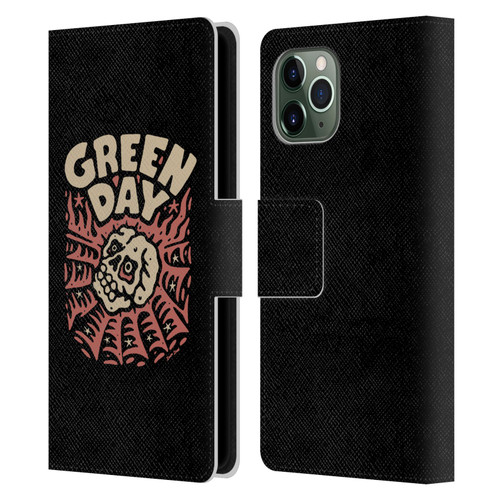 Green Day Graphics Skull Spider Leather Book Wallet Case Cover For Apple iPhone 11 Pro