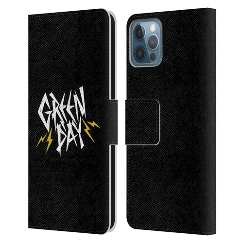 Green Day Graphics Bolts Leather Book Wallet Case Cover For Apple iPhone 12 / iPhone 12 Pro