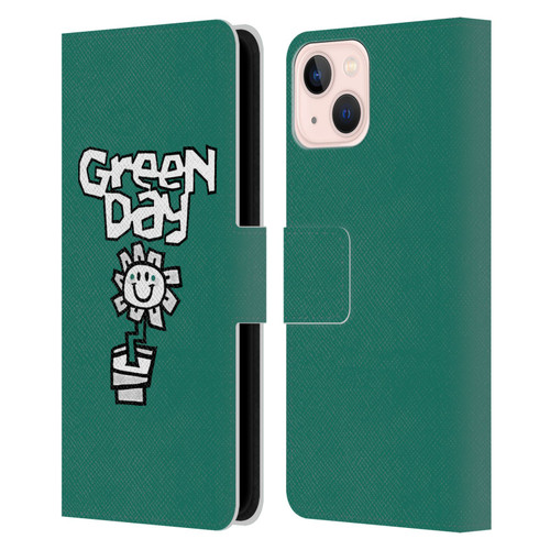 Green Day Graphics Flower Leather Book Wallet Case Cover For Apple iPhone 13