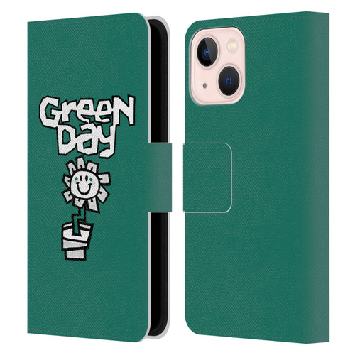 Green Day Graphics Flower Leather Book Wallet Case Cover For Apple iPhone 13 Mini