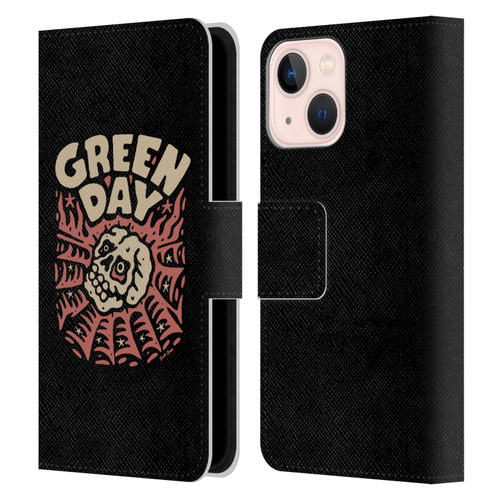 Green Day Graphics Skull Spider Leather Book Wallet Case Cover For Apple iPhone 13 Mini