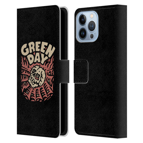 Green Day Graphics Skull Spider Leather Book Wallet Case Cover For Apple iPhone 13 Pro Max