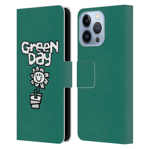 Green Day Graphics Flower Leather Book Wallet Case Cover For Apple iPhone 13 Pro