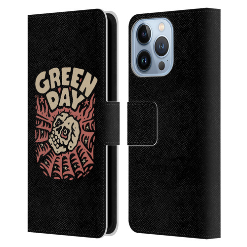 Green Day Graphics Skull Spider Leather Book Wallet Case Cover For Apple iPhone 13 Pro