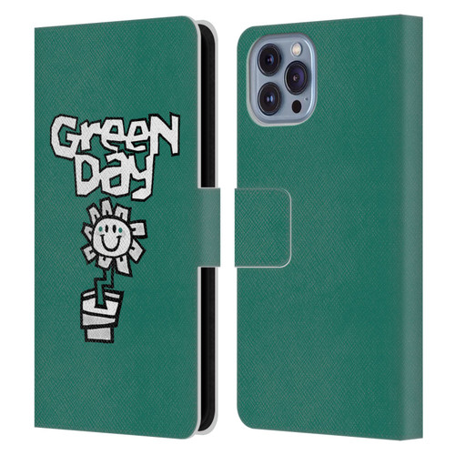 Green Day Graphics Flower Leather Book Wallet Case Cover For Apple iPhone 14