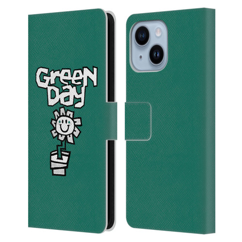 Green Day Graphics Flower Leather Book Wallet Case Cover For Apple iPhone 14 Plus