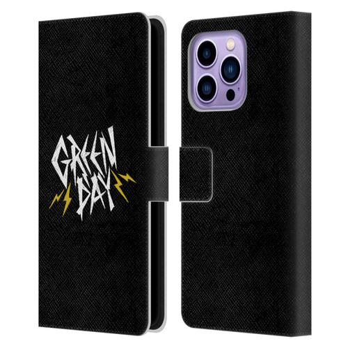 Green Day Graphics Bolts Leather Book Wallet Case Cover For Apple iPhone 14 Pro Max