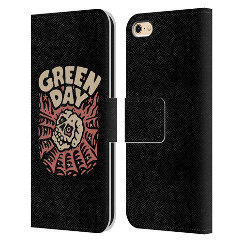 Green Day Graphics Skull Spider Leather Book Wallet Case Cover For Apple iPhone 6 / iPhone 6s