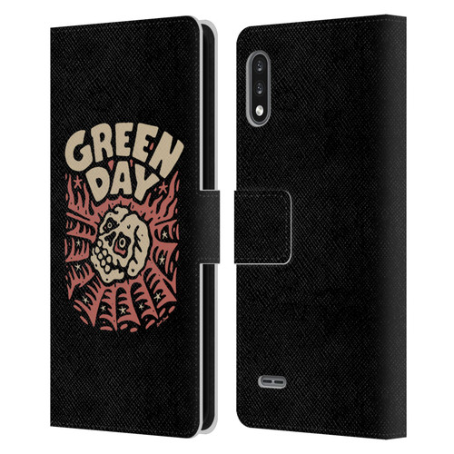 Green Day Graphics Skull Spider Leather Book Wallet Case Cover For LG K22