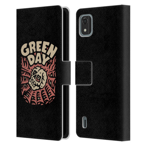 Green Day Graphics Skull Spider Leather Book Wallet Case Cover For Nokia C2 2nd Edition