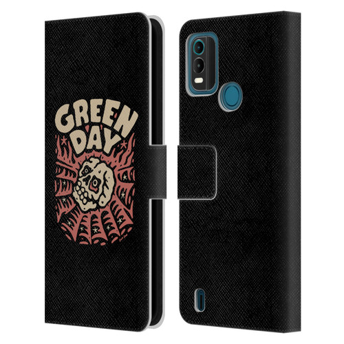 Green Day Graphics Skull Spider Leather Book Wallet Case Cover For Nokia G11 Plus