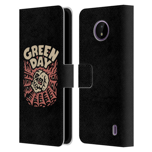 Green Day Graphics Skull Spider Leather Book Wallet Case Cover For Nokia C10 / C20