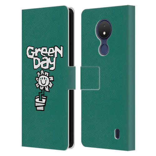 Green Day Graphics Flower Leather Book Wallet Case Cover For Nokia C21