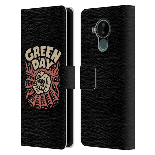 Green Day Graphics Skull Spider Leather Book Wallet Case Cover For Nokia C30