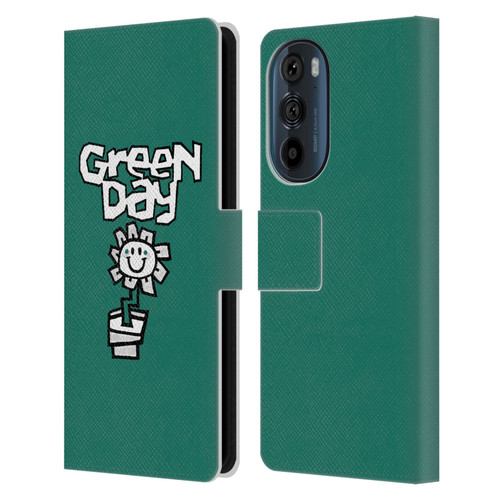 Green Day Graphics Flower Leather Book Wallet Case Cover For Motorola Edge 30