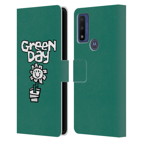 Green Day Graphics Flower Leather Book Wallet Case Cover For Motorola G Pure