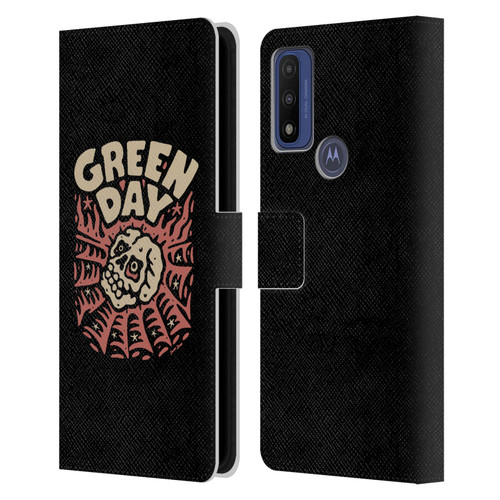 Green Day Graphics Skull Spider Leather Book Wallet Case Cover For Motorola G Pure
