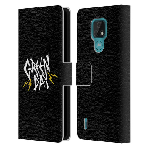Green Day Graphics Bolts Leather Book Wallet Case Cover For Motorola Moto E7