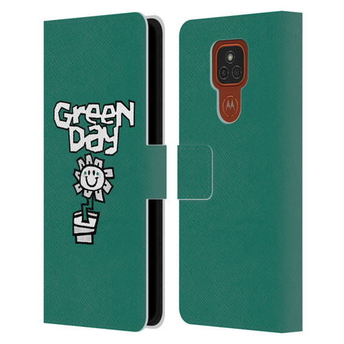 Green Day Graphics Flower Leather Book Wallet Case Cover For Motorola Moto E7 Plus