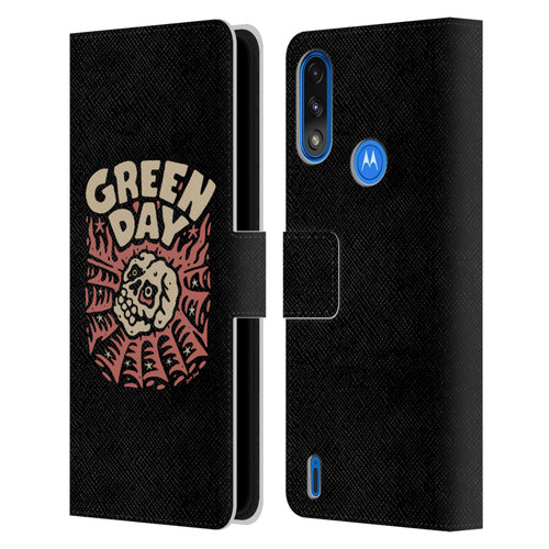 Green Day Graphics Skull Spider Leather Book Wallet Case Cover For Motorola Moto E7 Power / Moto E7i Power