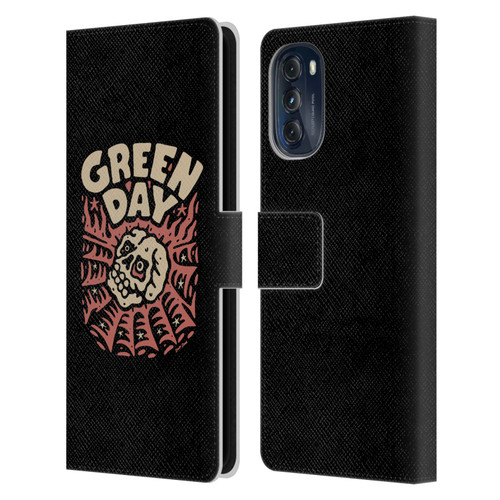 Green Day Graphics Skull Spider Leather Book Wallet Case Cover For Motorola Moto G (2022)