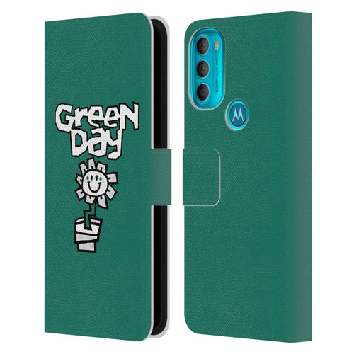 Green Day Graphics Flower Leather Book Wallet Case Cover For Motorola Moto G71 5G