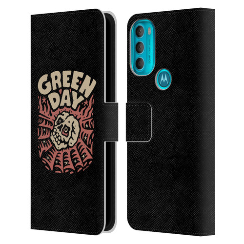 Green Day Graphics Skull Spider Leather Book Wallet Case Cover For Motorola Moto G71 5G