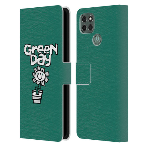Green Day Graphics Flower Leather Book Wallet Case Cover For Motorola Moto G9 Power