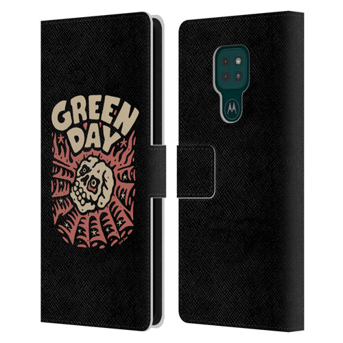 Green Day Graphics Skull Spider Leather Book Wallet Case Cover For Motorola Moto G9 Play