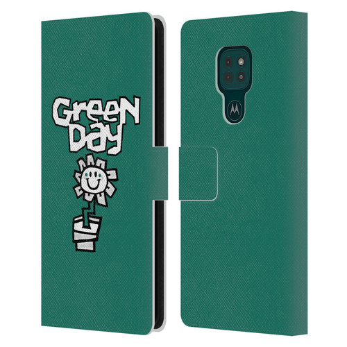 Green Day Graphics Flower Leather Book Wallet Case Cover For Motorola Moto G9 Play