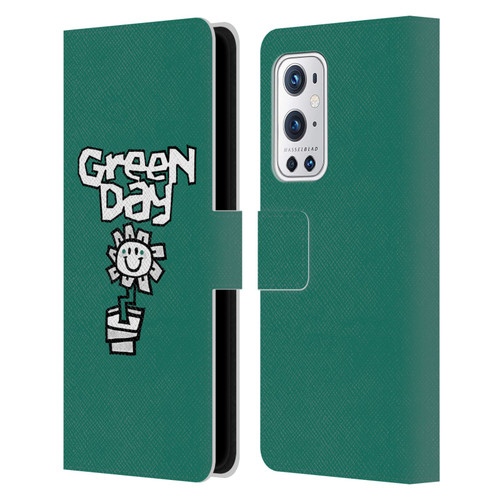 Green Day Graphics Flower Leather Book Wallet Case Cover For OnePlus 9 Pro