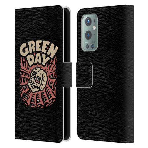 Green Day Graphics Skull Spider Leather Book Wallet Case Cover For OnePlus 9
