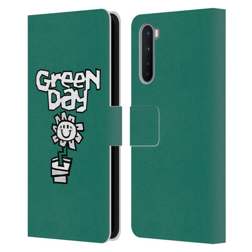 Green Day Graphics Flower Leather Book Wallet Case Cover For OnePlus Nord 5G